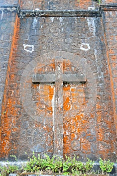 Old wall of church on Bokor Hill in Kampot, Cambodia