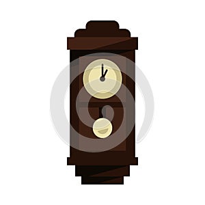 old wall clock in flat design style. showing one o' clock. vector illustration.