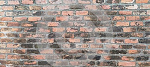 Old wall made of bricks in layers, brown-orange texture, brick wall pattern for the background.