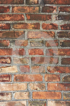 Old wall made from red bricks