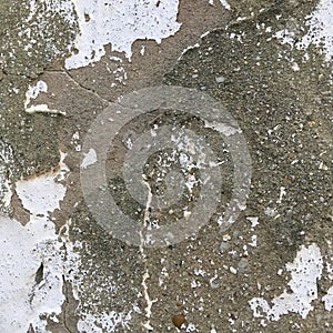 Old wall with peeling whitewash and cracks. Abstract textural background.