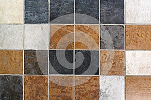 Stone cladding plates on the wall closeup