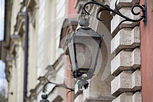 Old wall street lighting in the Old Town of Krakow