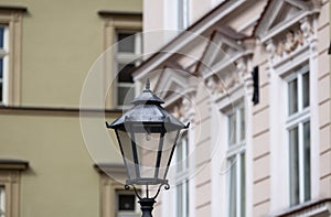 Old wall street lighting in the Old Town of Krakow