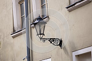 Old wall street lighting in the Old Town of Krakow