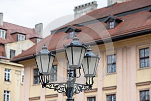 Old wall street lighting in the Old Town of Krakow