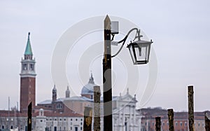 Old wall street lighting, in the old town, Venice, Italy