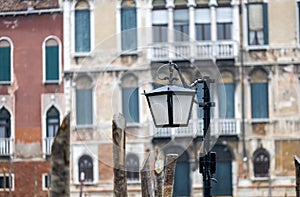 Old wall street lighting, in the old town, Venice, Italy