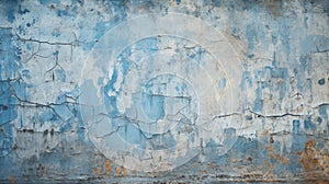 Old wall texture background, cracked grungy blue plaster and paint