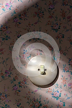 Old wallpaper with light switch