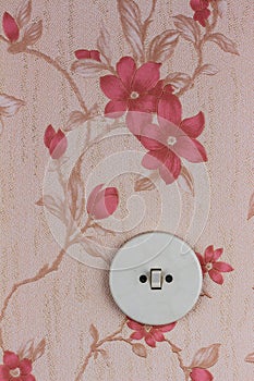 Old wallpaper with light switch photo