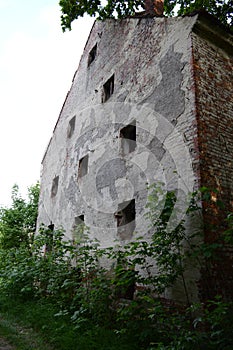 Old walls with broken windows