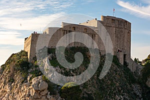 Old castle on top of hill in dubrovnik croatia photo