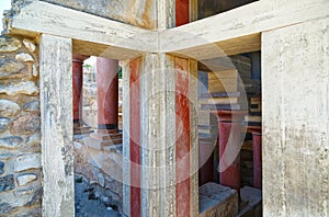 Old walls of Knossos near Heraklion. The ruins of the Minoan palaces is the largest archaeological site of all the