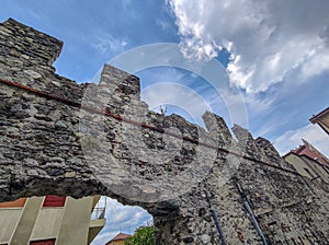 Old walls of varazze medieval village by the sea liguria italy