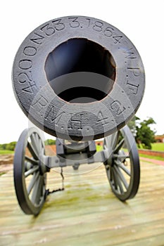 Old war cannon closeup in Fort Pulaski, Georgia