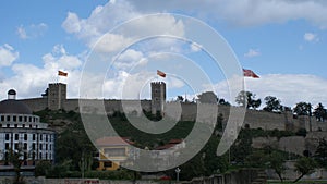 Old war fort with flags and from stone photo