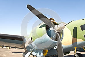 Old war plane propeller and engine