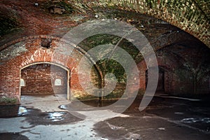 Old Warehouse among bastion hills in Daugavpils fortress, Latvia