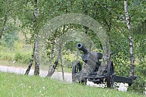 Old warfare. World War I. Old artillery cannon.