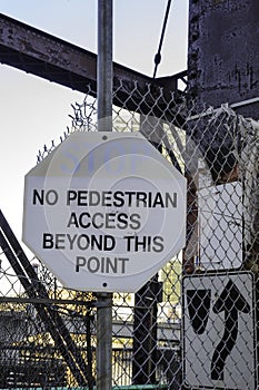 Old warning sign at bridge