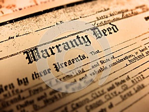 Old Warranty Deed for Title to Land Real Property Home photo
