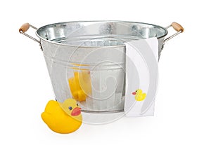 Old wash tub with rubber duck