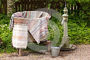 The old washtub, the bucket and the water pump. Sweden