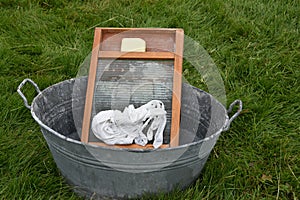 Old washtub and washboard