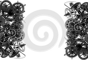Old watch gears background BW
