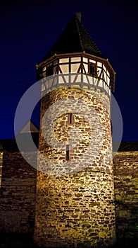 Old watch tower at night in weil der stadt