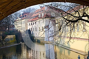 Old water mill on a river (Chertovka),Prague