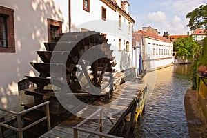 Old water-mill and water wheel