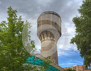 Old water tower against the sky in Serpukhov