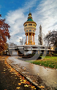 Old Water Tower in autumn.