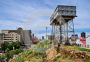 An old water tower in the fort at Constitutional Hill in Johannesburg, South Africa.