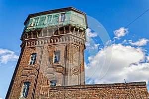 The old water tower at the Galernaya Harbor of the Vasilievsky island.