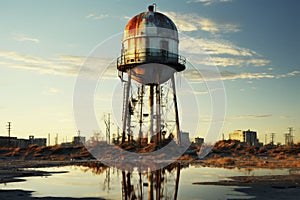 Old water tower. Generative AI