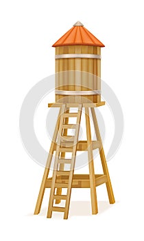 old water tower for supplying water on a farm vector illustration photo