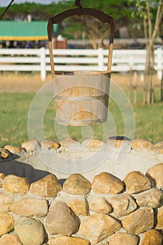 Old Water Well With Pulley and Bucket