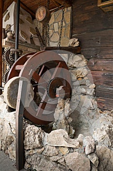 An old water wheel made into a cooking oven