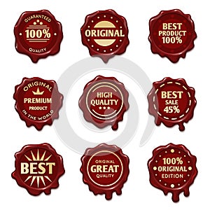 Old wax stamps with finest quality advertising text vector stock