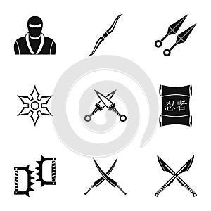 Old weapons icons set, simple style