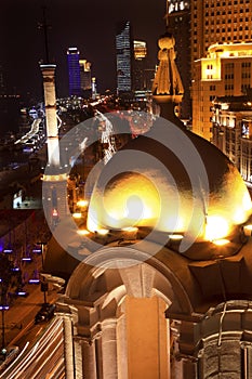 Old Weather Station Cupola Shanghai Bund at Night