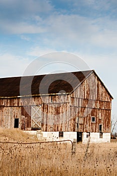 Old weathered bank barn