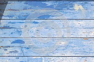 Old weathered blue painted wood background texture