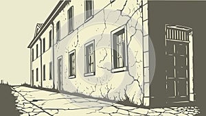 Old, Weathered Building Facade, Historical Architecture Vector, vector design Generative AI