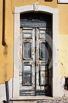 Old Weathered Door in Alfama District, Lisbon, Portugal