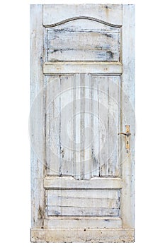 Old weathered door with cracked white paint