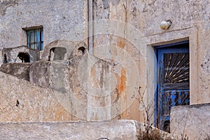 Old weathered door in Perissa, Santorini, Cyclades, Greece